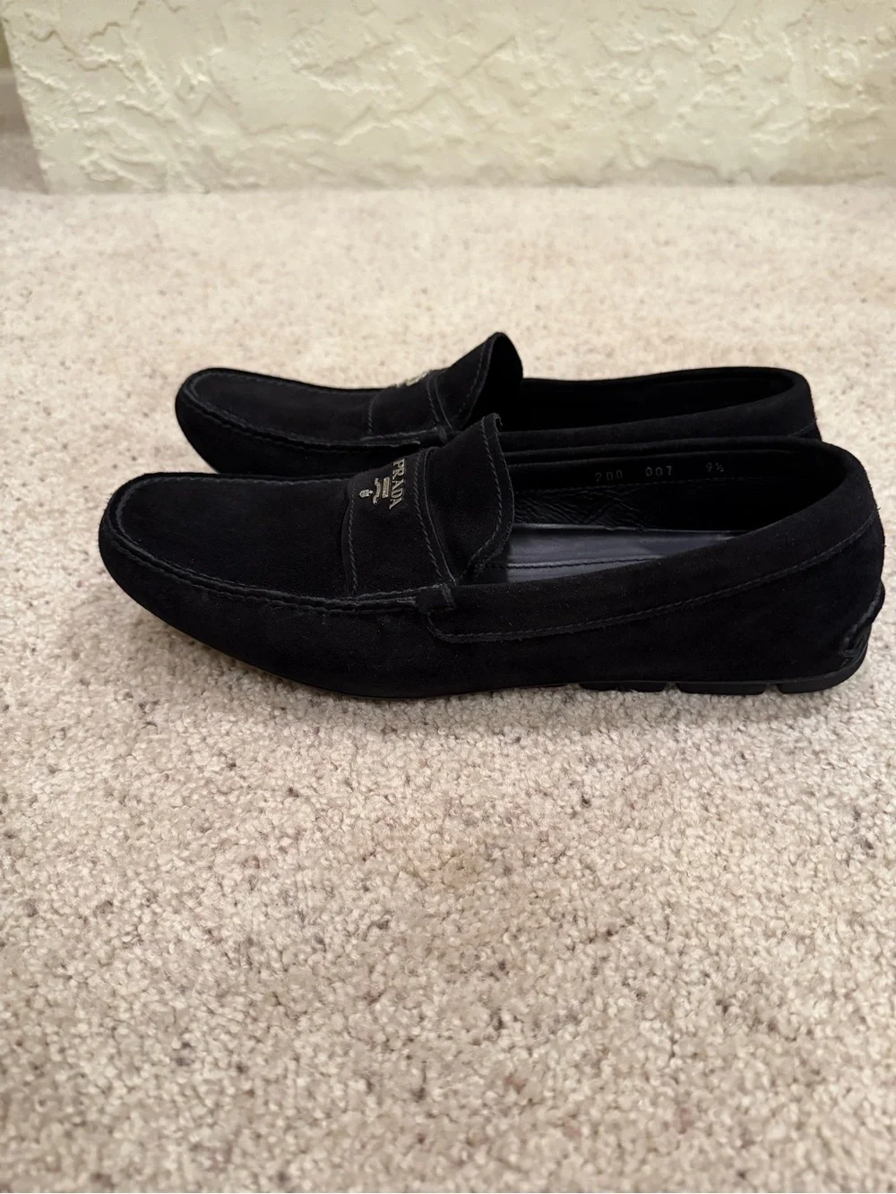 Prada Black Suede Men's Penny Loafers